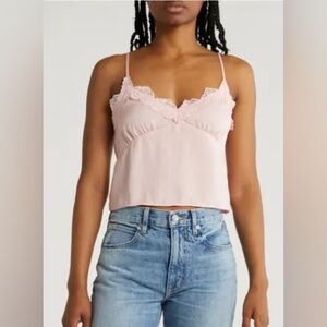 NWT Pink Lace Trim Top